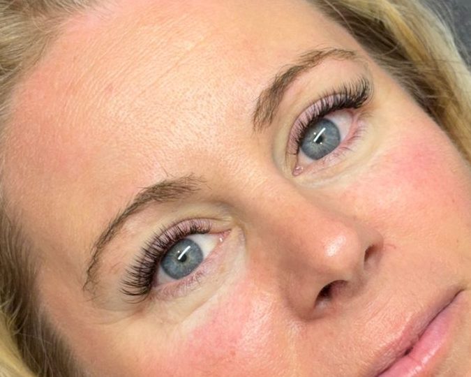 Close-up of eyelash extensions